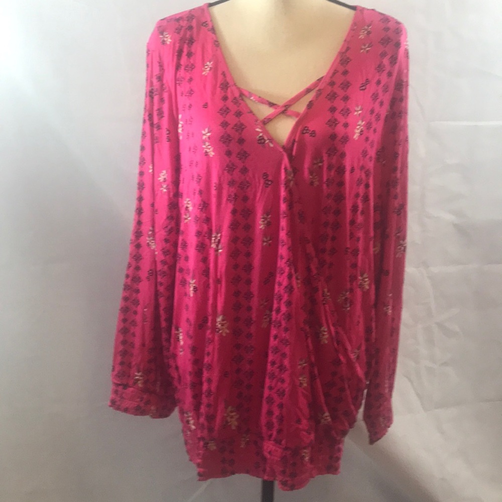 NWT Style & Co Pink Floral Blouse Long Sleeves
